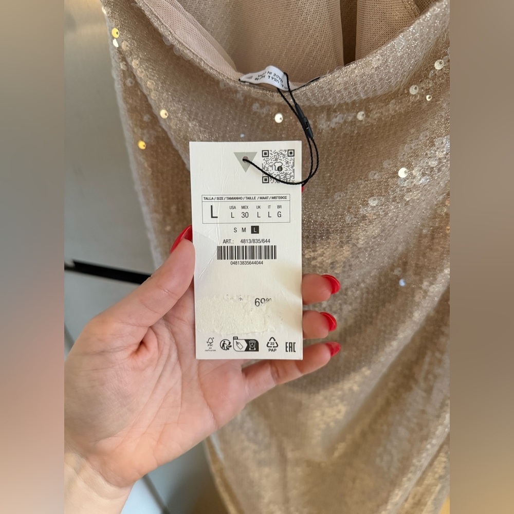 Zara sequin halter dress L, NWT - Picture 4 of 6
